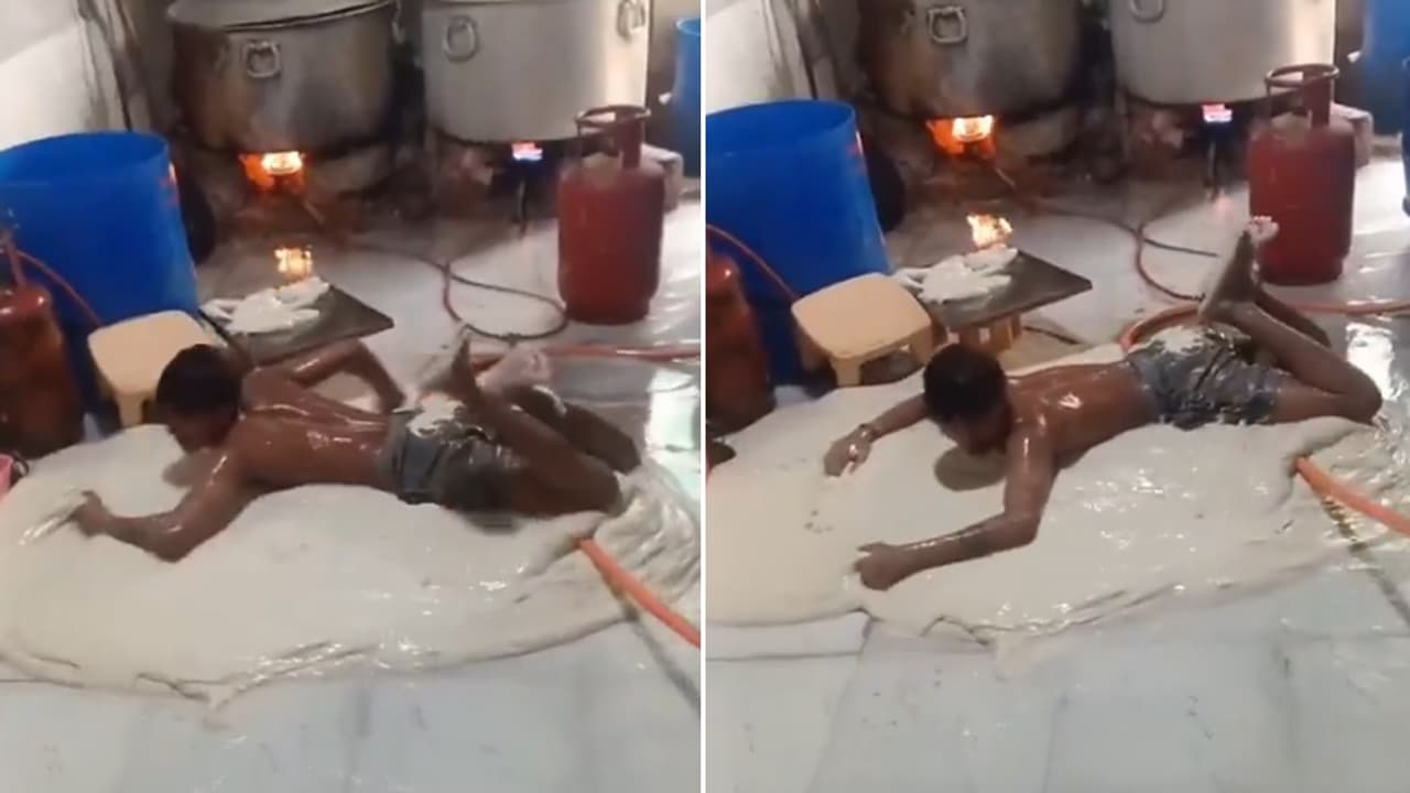WATCH: Shirtless Worker Rolls Soya Chaap on Dirty Floor, Viral Video Sparks Food Safety Outrage